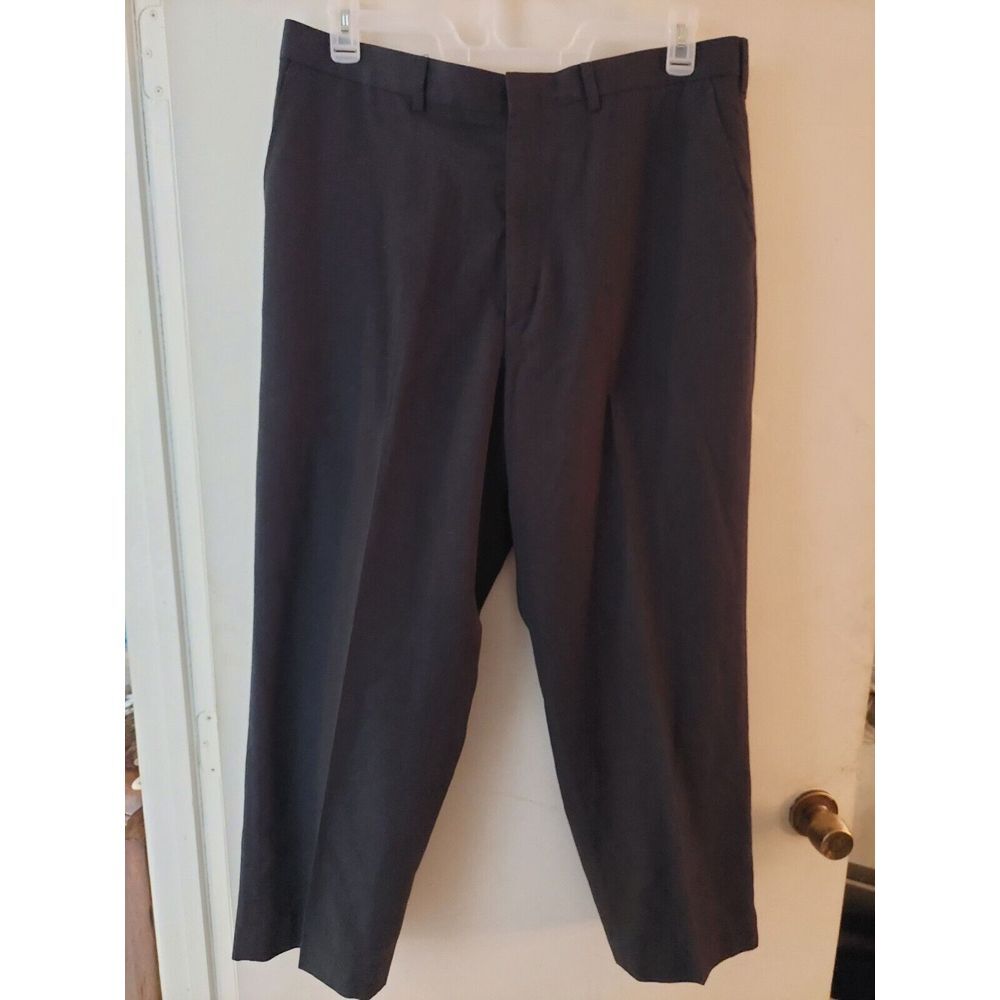 Savile Row Mens Dress Pants 36/27 poly/wool blend‎ Charcoal gray